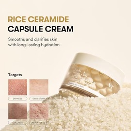 VT COSMETICS Rice Ceramide Capsule Cream, Hydrating Gel Cream with Encapsulated Rice Extract (230,000 ppm) & 5 Types of Ceramides, Brightening & Barrier Care Moisturizer, Korean Skincare (1.69fl oz)