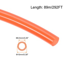 Rebower Pneumatic Tubing Pipe,10mm x 6.5mm Orange PU Polyurethane Tube,292FT 89M,PU Air Line Tubing Hose Tubes for Air Compressor,Fluid Transfer,Air Brake