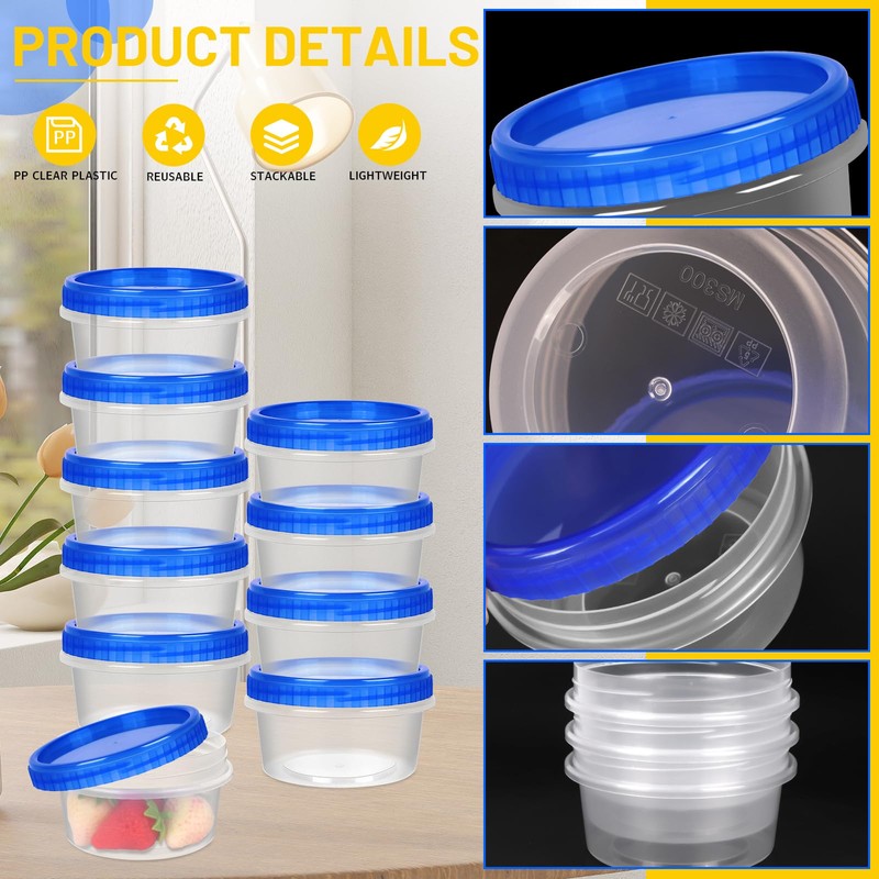 ISUSSER 12 Pack Freezer Containers with Screw On Lids, 8