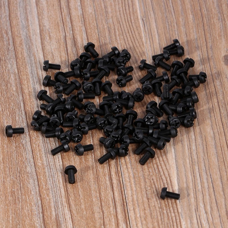 Black Screw Set, M3 6mm Round Nylon Screws for Wood,