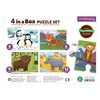 Mudpuppy Animals of The World 4-in-A-Box Puzzles, Ages 2-5, 4-Piece,