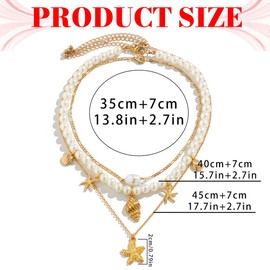 Evlry Boho Pearl Necklace Golden Starfish Pendant Beach Shell Necklace for Women, Unit size, Metal, No Gemstone