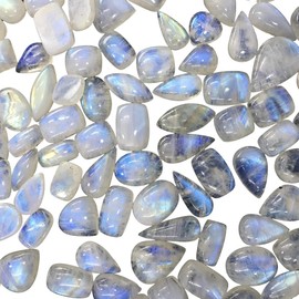 Gemkora (2-3pcs) (18-25mm) Cabochon Rainbow Moonstone Gemstone Crystals, Wholesale Lot, Wire Wrapping, Polished Crystals, Natural Stones, Jewelry Making Supplies, DIY Stone, (50 ct.)