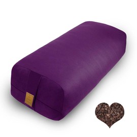 FelizMax Organic Buckwheat Bolster (24X10.5X5.5 in) Yoga Bolster Supportive Yoga Cushion for Restorative Yoga Accessories Rectangular Meditation Pillow 100% Cotton Cover Yoga Pillow (Purple)