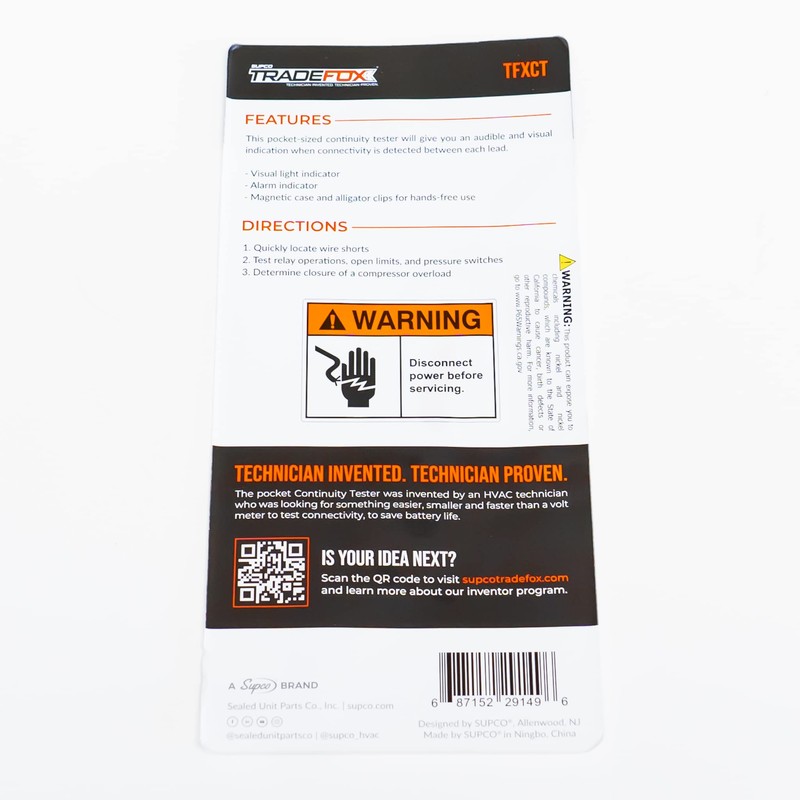 Supco Continuity Tester Provides Audible and Visual Alarm When Connectivity