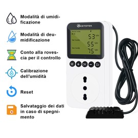 KETOTEK Digital Humidity Regulator Hygrostat Socket with Sensor
