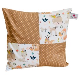 Children's Cushion Cover 40 x 40 cm Cushion Vehicles Boys 100% Cotton Decorative Cushion Cover Children's Cushion Play Cushion (Animals in the Forest)