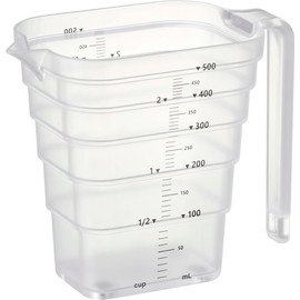 Yamazaki 6921 Magnetic Measuring Cup, 16.9 fl oz (500 ml), White, Approx. 5.9 x 3.4 x 4.6 inches (15 x 8.6 x 11.8 cm), Tower Tower Easy to See Memory From Above