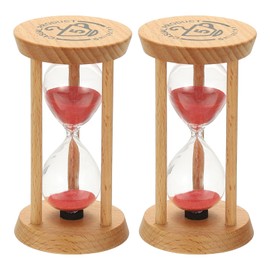 PATIKIL 5 Minutes Sand Timer, 2 Pcs Wooden Sand Watch High Glass Sandglass Timer for Living Room Home Office Restaurant Decoration, Red