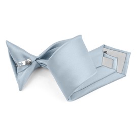Moda Di Raza Toddler Tie, Clip On Boys Tie, Clipon Neckties for Kid, Woven Fabric Microfiber With Clip On, 1.5 Wide, 8 Inch Long, Powder Blue