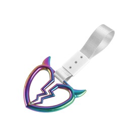 Q1-TECH, JDM Tsurikawa Ring Japanese Subway Train Bus Car Handle Devil Horn Broken Heart Handle Hand Strap Rear Front Bumper Warning Rings Charm Drift Bosozoku Car Accessory (Neo Chrome -SL)