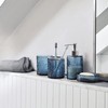 4PCs Teal Blue Glass Bathroom Accessories Set with Decorative Pressed