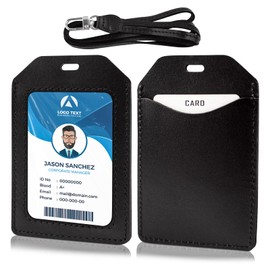 Boshiho ID Card Holder, Vertical, Leather, Stylish, Card Case, Double Sided, ID Card Storage, Commuter Holder, Employee ID Card Case, Name Card Holder, Lanyard Included, Tochigi Leather, Card Holder,