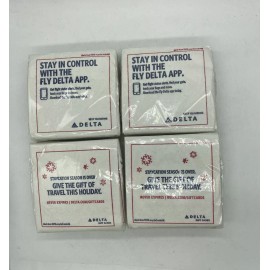 4pk Delta Airlines Beverage Napkins 25per Split Pack Delta App & Drinks Go Here