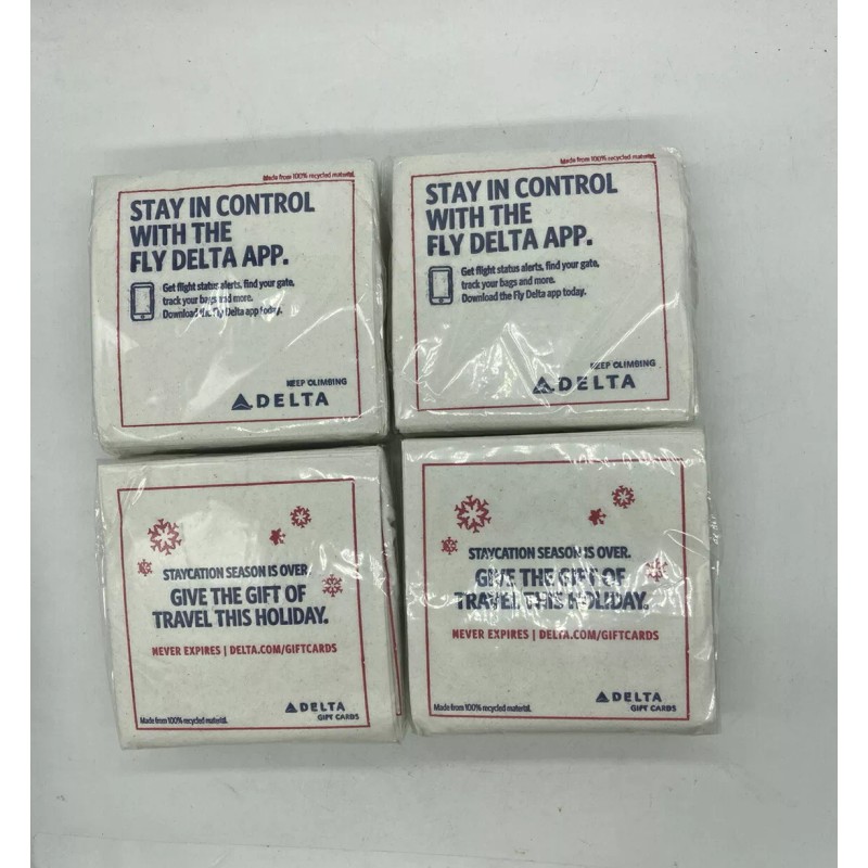 4pk Delta Airlines Beverage Napkins 25per Split Pack Delta App