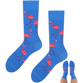 TODO Colours Funny Socks with Motif - Multicoloured, Colourful, Crazy for the Joy of Life, Flamingo Socks