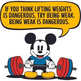 Lifting Weights Mouse Cartoon Character Positive Motivation Inspiration Quotes Saying Wall Art Sticker Designs Vinyl Stickers for Home House Walls Rooms Window Bedroom Decoration Size (28x28 inch)