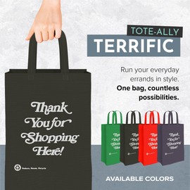PERFECT TOTE 12-Pack Thank You Gift Bags | Length 13" X Width 8" X Height 15" Non-Woven Bags Reusable Gift Bag with Sturdy Handles Shopping Tote Bags, Dark Blue