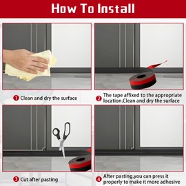 Door Seal,Weather Stripping Door Seal, Top, Bottom and Side of Door Frame Window, Shower Glass Gap Self-Adhesive Weatherproof Seal(Black,19.7 FT)