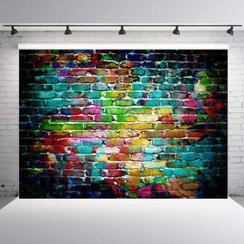 Colorful Brick Wall Photography Backdrop 5x3ft Vinyl Graffiti Backdrops Children Portrait Photo Background Studio Props Booth Birthday Party Decor Supplies Photoshoot