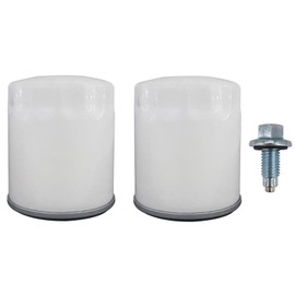 2 Pcs Oil Filter & 1 Pcs Oil Drain Plug M12-1.75 Compatible with for Ford C-Max Edge Escape Explorer Focus 2.0L Replace No.BE8Z6731AB FL910S