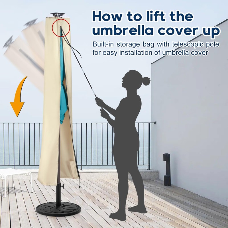 UHousDeco Solar Patio Umbrella Cover - LED Lighted Outdoor Table