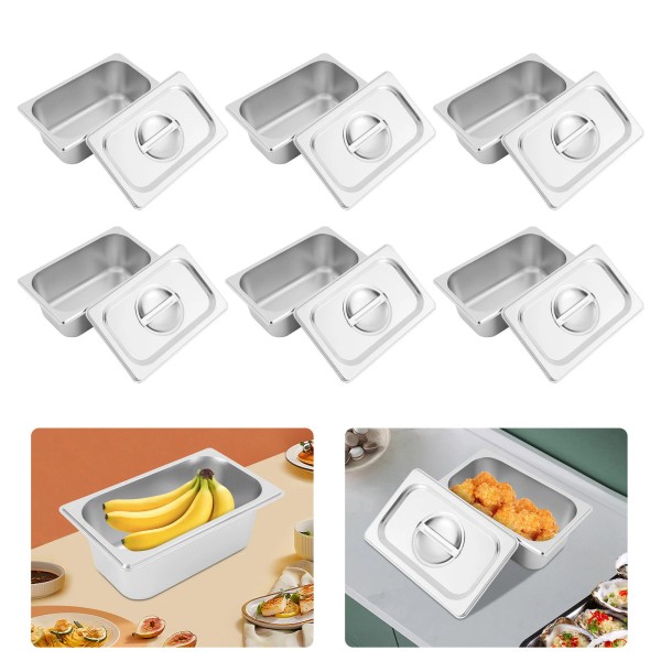 Unbranded 6pcs Stainless Steel Trays With Lids, Food Storage Containers