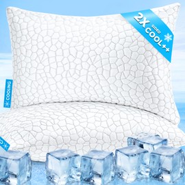 Cooling Pillows King Size Set of 2, Firm Shredded Memory Foam Pillows for Side Back Stomach Sleepers, Two-Sided Cool Neck Pillow for Neck Shoulder Pain, Luxury Gel Cold Bed Pillow for Hot Sleepers