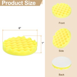 HARFINGTON 3pcs Buffing Sponge Pads 6" Polishing Wheel Waffle Finishing Grip Pad Car Buffer Polisher with Hook and Loop Back for Car Detailing Polishing Waxing, Yellow
