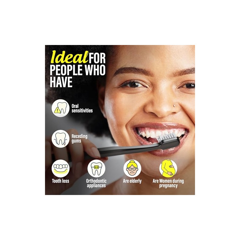 Gurunanda Yin Yang Cepillo Polvo Dientes Cerdas Extra Suaves Promueve