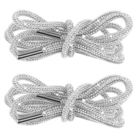 WY LIGHTING LEVEL Shoe Laces Rope 2 PCS Rhinestone Ribbon Strings Replacement Shoelace Charms Glitter Heavy Duty Hiking Sneakers Boot Bling Satin Lanyard Lace Tinsel Jacket Choker Trim Set