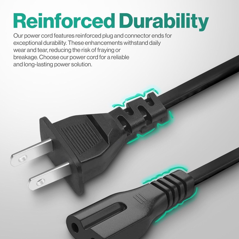 LORDTRONICS 2 Prong Power Cord Polarized 5Ft Cable For Vizio