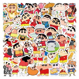 60pcs Japanese Cartoon Stickers, Crayon Shin-chan Anime Waterproof Vinyl Cute Stickers for Laptop Luggage Skateboard, Teenagers Children