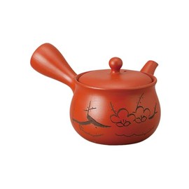 Ale-net Teapot Pot, 6.5 x 5.5 x 3.7 inches (16.5 x 14 x 9.5 cm), 12.8 fl oz (350 cc), Plum Carved Teapot (Refreshing Net), Ceramic (Earth), Tokoname Yaki, Made in Japan