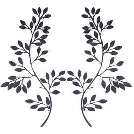 CREATCABIN 2Pcs Metal Tree Leaf Wall Decor Vine Olive Branch Leaf Wall Art Hangings Iron Black Gift Decorations for Indoor Outdoor Bedroom Living Room Housewarming Cafe 11.81 x 6.10 Inch