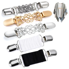 Arvoni Pack of 5 Vintage Cardigan Clips, Dress Cinch Clips for Clothing, Cardigan Clip Dresses Clips Blouse Clips Pullover Clips, Dress Waist Tightener, Collar Clips for Women and Girls (Two Styles)