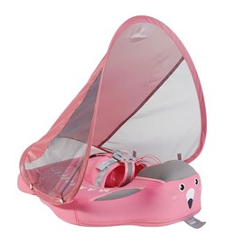 Mambobaby Baby Float with Canopy for Pool，Infant Toddler Swim Float for Outdoor, UPF 50+ Sun Protection Solid Pearl-Foam Soft Skin-Friendly Fabric Material Baby Boat Float 3-24 Months