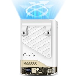 Grelife Portable Cooling Fan Personal Belt Fan  Waist Clip Fan USB Rechargeable - White