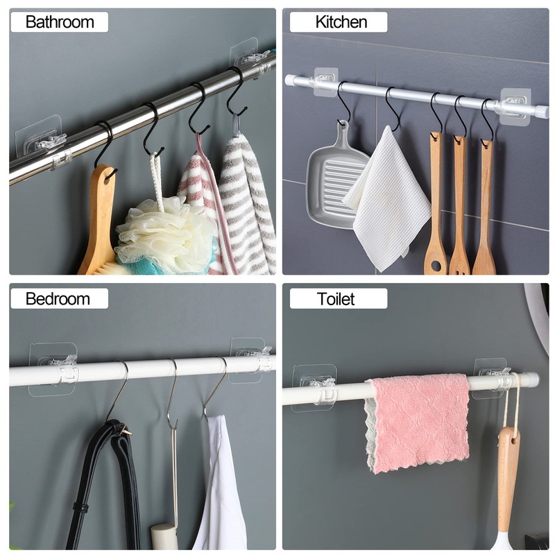 Codoule Self Adhesive No Drill Adjustable Curtain Rod Holder Hooks