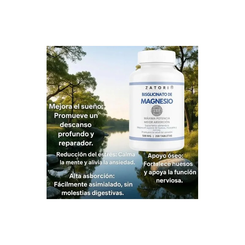 Bisglicinato De Magnesio 500 Mg 200 Días De Suministro