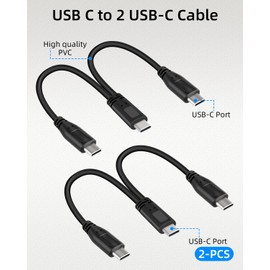 GELRHONR Short USB C Multi Splitter Charging Cable 5V, 2 in 1 USB C Male to Dual Type C Male Charge Cord for Cell Phones Tablets and More 30cm/1Ft (2Pack) &Only Charging