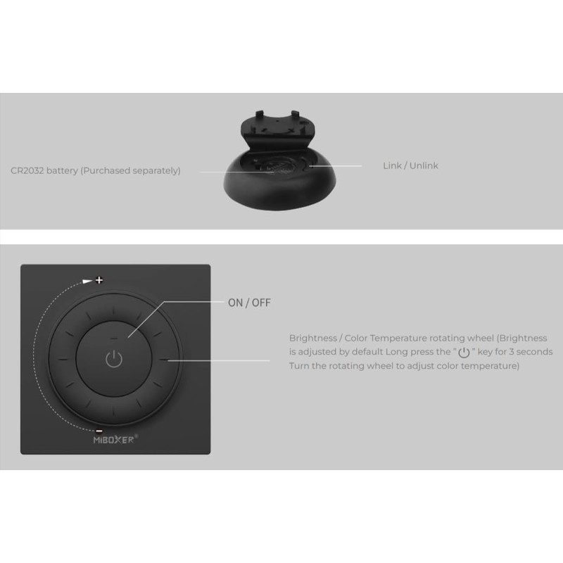 Miboxer K3 Rotating Wheel Remote 2.4G, Color Temperature and Brightness