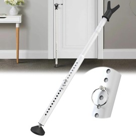 Sliding Glass Door Lock & Door Stoppers Security Bar Keep Your Home Security, Adjustable Jammer with Interchangeable Caps & Rubber Tips, Ideal for Home, Apartment and Travel Protection,White 1Pack