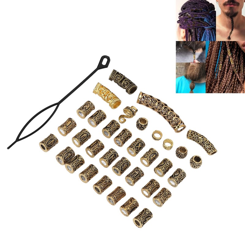 Viking Hair Beads, 110pcs Adjustable Stretchable Alloy No Fading Viking