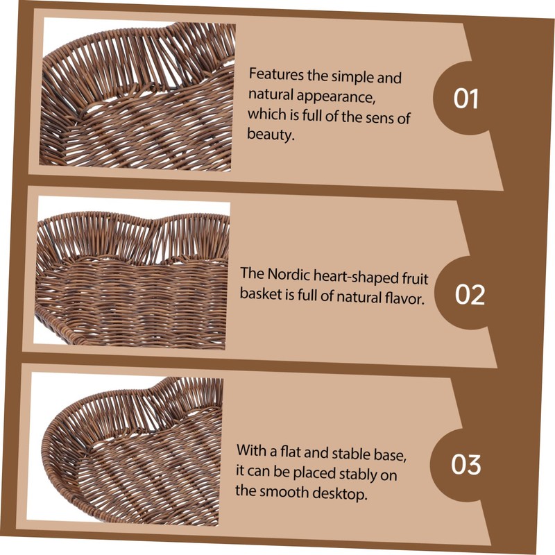 Mikinona 1Pc Natural Woven Rattan Fruit Basket Creative Tabletop Snack