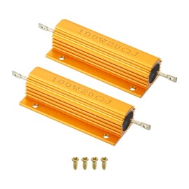 PATIKIL 100W 20 Ohm Aluminum Shell Resistor with Screws, 2 Set Aluminum Housing Resistor Housed Case Wirewound Resistors Screw Tap Power Resistor, Golden