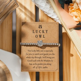 WATEFOER Women's Silver Bead Bracelet with Horse/Owl/Turtle/Dragonfly/Butterfly Pendant, Adjustable Friendship Bracelets, Fashion Jewellery, Gifts for Women and Girls, One size, Metal, No Gemstone