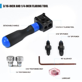 SMOTIVEPRO 7-Piece Brake Line Flaring Tool Kit, 3/16 in and 1/4 in Double Flare Tool, Make 4.75 mm and 6.35 mm SAE Double Flare, Ideal for Vehicle Brake or Hydraulic Lines