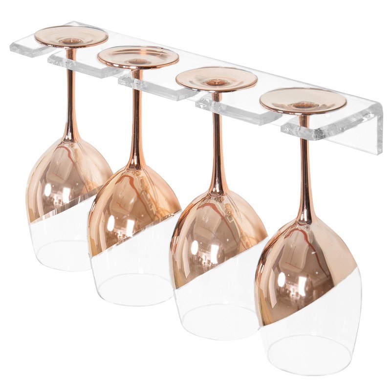 MyGift Clear Acrylic Wine Glass Holder Wall Mounted Stemware Hanging