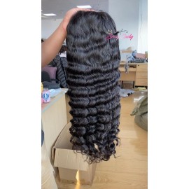 Deep Wave Unprocessed Human Hair Glueless Lace Front Wig Hd Lace Closure Curl Wig for Women Free Part Vietnamese Raw Hair Wigsstyle: Deep Wave, stretched length: 10 inches, Lace Size: hd 5x5